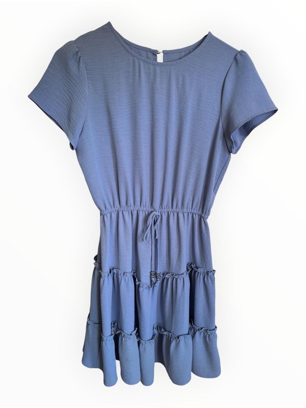 Chic City Studio Juniors Blue Short Sleeve Tiered Dress | Size S